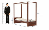 Solivo Solid Sheesham Wood Single Poster Bed Without Storage (Natural Finish)
